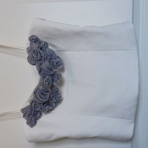 NWOT**Zara White Camisole Silver Jeweled Floral Top ** Sz L